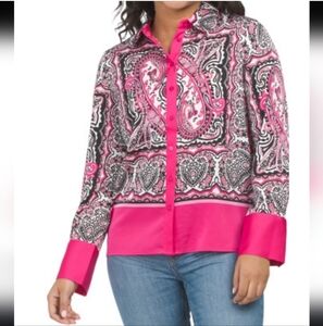 Maisonette D'Amélie Long Sleeved Printed Satin Shirt. Size S